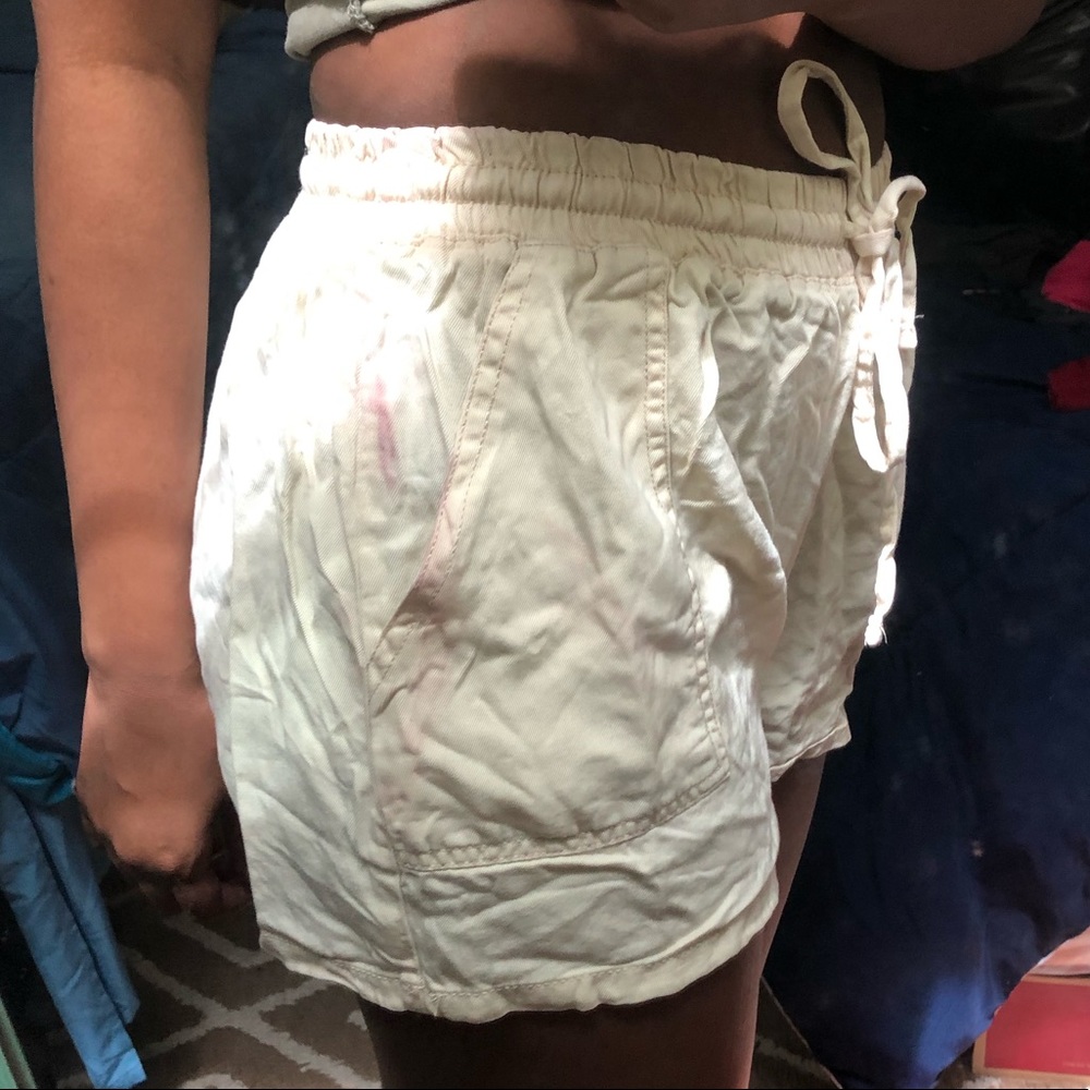 Tan shorts with drawstrings